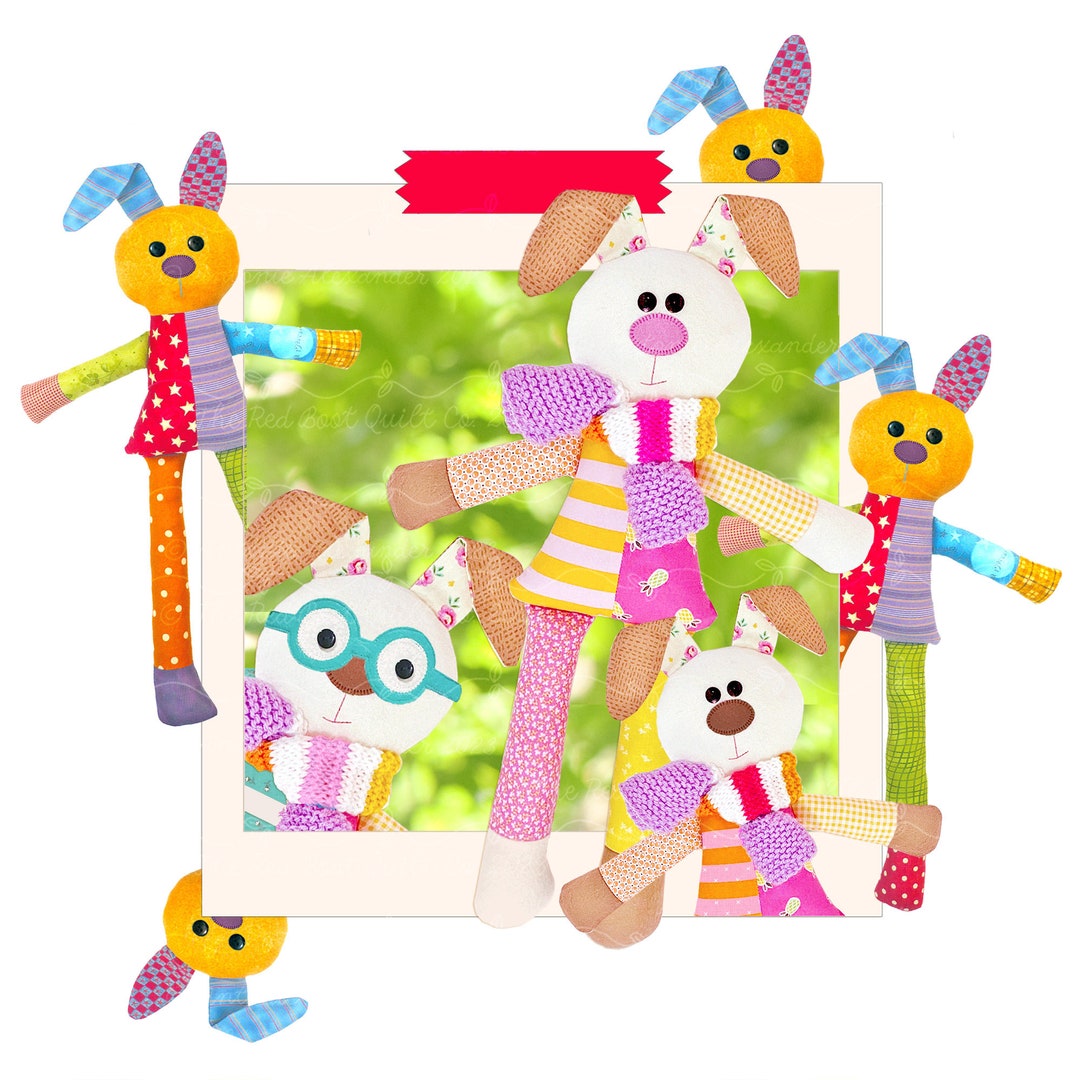 Scrappy Rabbit Scrappy Little Bunnies PRINTED Soft Toy Pattern Plushie Patterns Soft ...