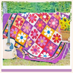 Bohemian Daisies | DIGITAL PDF Quilt Pattern | Applique Quilt Patterns | Floral Quilt Patterns | Red Boot Quilt Co