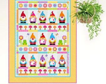 Home Sweet Gnome | DIGITAL PDF Quilt Pattern | Applique Quilt Patterns | Kid's Quilt Patterns | Gnome Quilt Patterns | Red Boot Quilt Co