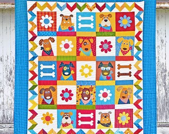 The Kennel Club | PRINTED Quilt Pattern | Applique Quilt Patterns | Kid's Quilt Patterns | Dog Quilt Patterns | Red Boot Quilt Co