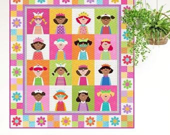 Little Princesses | DIGITAL PDF Quilt Pattern | Applique Quilt Patterns | Kid's Quilt Patterns | Fairytale Quilts | Red Boot Quilt Co