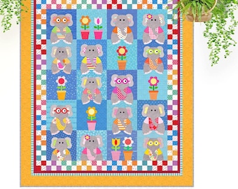 Scrappy Elephants : motif de courtepointe appliqué éléphant amusant (PDF)