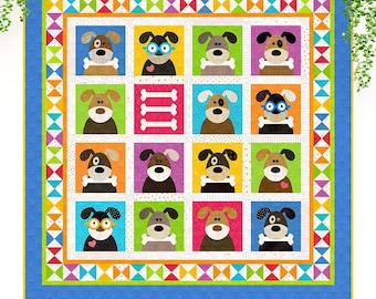 The Hound Dogs: Puppy Dog Applique Quilt Pattern (Digital Download)