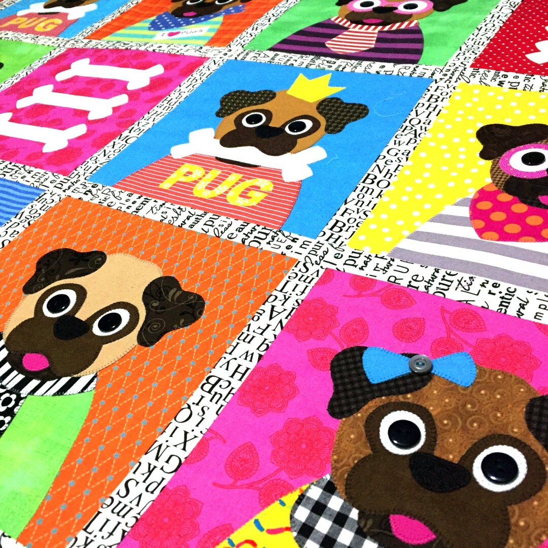 A Pug's Life PDF Quilt Pattern Quilt Pattern Pug Quilt Etsy