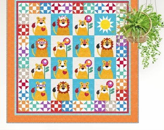 The Lion King | DIGITAL PDF Quilt Pattern | Applique Quilt Patterns | Kid's Quilt Patterns | Zoo Quilt Patterns | Red Boot Quilt Co