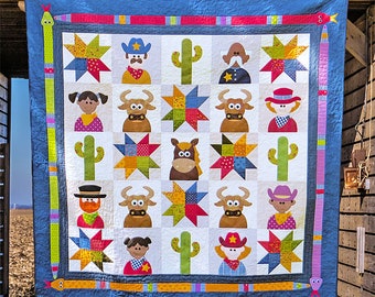 The Wild West | DIGITAL PDF Quilt Pattern | Applique Quilt Patterns | Kid's Quilt Patterns | Cowboy Quilt Patterns | Red Boot Quilt Co