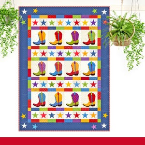 Boot-n-Skoot / Modello trapunta PDF DIGITALE / Modelli trapunta con applique / Modelli trapunta per bambini / Modelli trapunta con stivali da cowboy / Red Boot Quilt Co