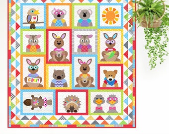 The Land Down Under | DIGITAL PDF Quilt Pattern | Applique Quilt Patterns | Kid's Quilt Patterns | Australian Animals | Red Boot Quilt Co