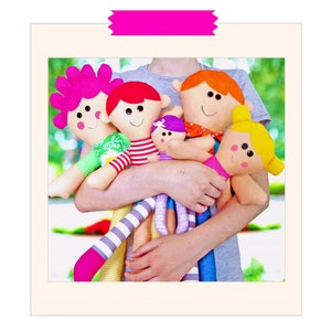 My Family | PRINTED Soft Toy Pattern | Doll Patterns | Soft Toy Patterns | Cloth Doll Patterns | Red Boot Quilt Co