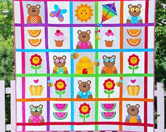 Teddy Bear's Picnic: Teddy Bear Applique Quilt Pattern (PDF)