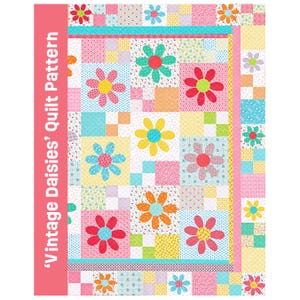 Vintage Daisies: Daisy Flower Applique Quilt Pattern (Digital Download)
