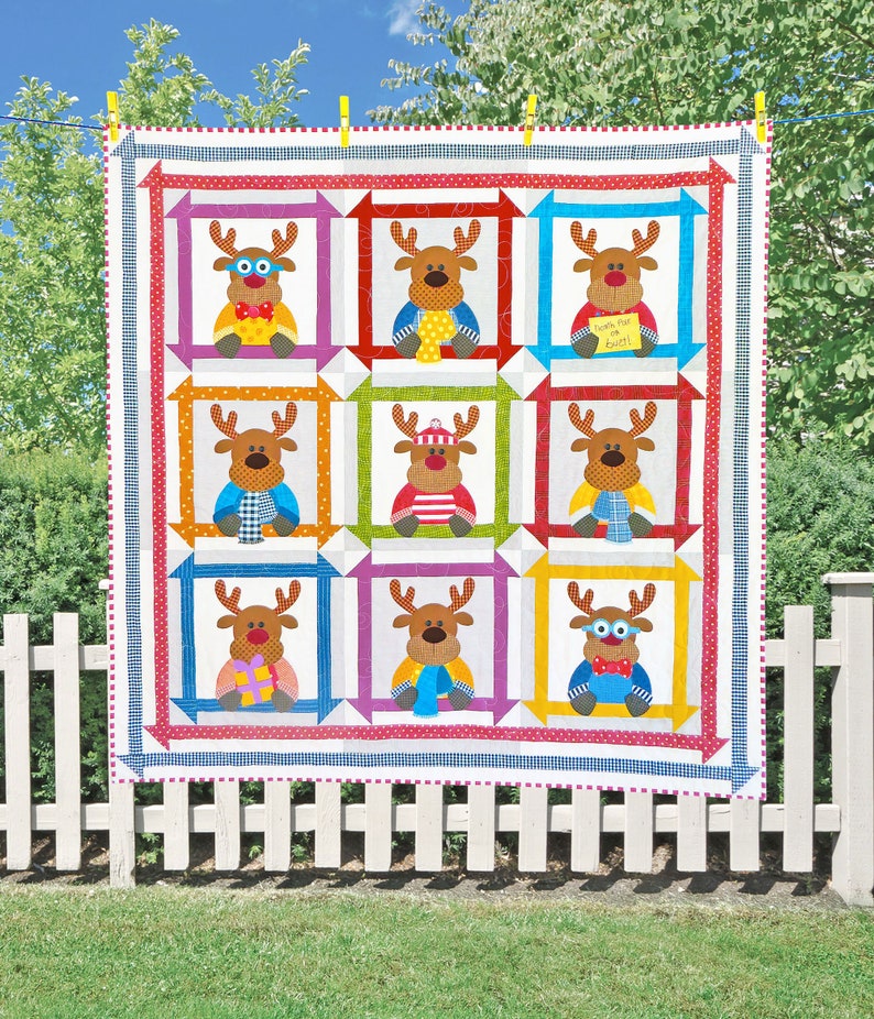 Reindeer Games DIGITAL PDF Quilt Pattern Applique Quilt Patterns Kid's Quilt Patterns Christmas Quilt Patterns Red Boot Quilt Co image 1