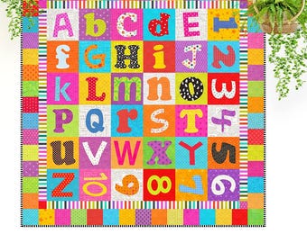 Soupe à l'alphabet scrappy : motif de courtepointe appliqué ABC et chiffres