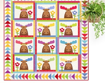 Northern Exposure | DIGITAL PDF Quilt Pattern | Applique Quilt Patterns | Kid's Quilt Patterns | Moose Quilt Patterns | Red Boot Quilt Co