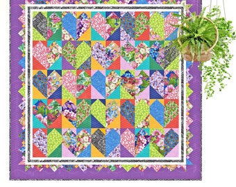 Queen of Hearts | PRINTED Quilt Pattern | Applique Quilt Patterns | Heart Quilts | Floral Quilt Patterns | Red Boot Quilt Co