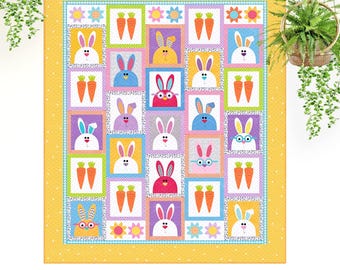 Patrón de colcha con apliques de conejo de The Carrot Patch Bunnies (PDF)
