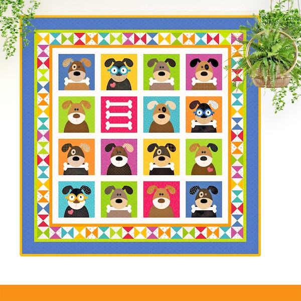 The Hound Dogs : motif de courtepointe appliqué chiot chien (téléchargement numérique)