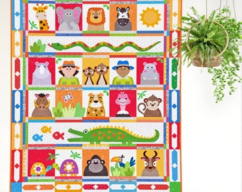 Qui est au zoo : motif appliqué de courtepointe animal (téléchargement numérique)