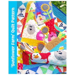 Sunflower Farm: Applique Animal Quilt Pattern (PDF)