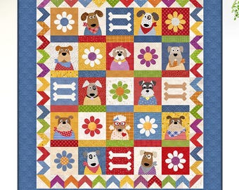 The Kennel Club: Molde para colcha com apliques de cachorros (Download digital)