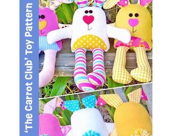 The Carrot Club: Easter Rabbit Soft Toy Sewing Pattern (PDF)
