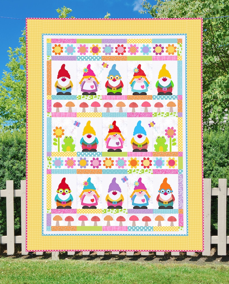 Home Sweet Gnome PRINTED Quilt Pattern Applique Quilt - Etsy Australia