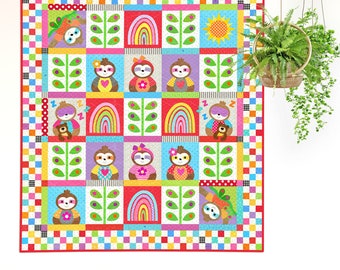 Sleepy Sloths | DIGITAL PDF Quilt Pattern | Applique Quilt Patterns | Kid's Quilt Patterns | Sloth Quilt Patterns | Red Boot Quilt Co