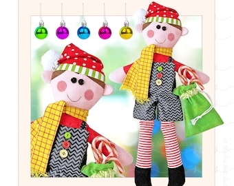 Kristy the Elf | PRINTED Soft Toy Pattern | Christmas Elf Doll Pattern | Shelf Elf Pattern | Christmas Soft Toys | Red Boot Quilt Co