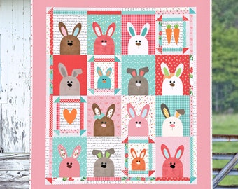 The Bunny Bunch | DIGITAL PDF Quilt Pattern | Applique Quilt Patterns | Kid's Quilt Patterns | Rabbit Quilt Patterns | Red Boot Quilt Co