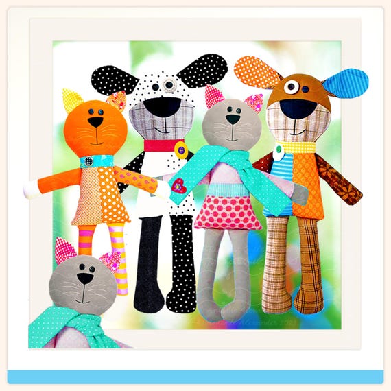 Harry & Miss Kitty: Cat and Dog PDF Soft Toy Pattern (Digital Download)