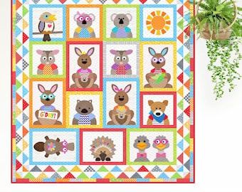 The Land Down Under | PRINTED Quilt Pattern | Applique Quilt Patterns | Kid's Quilt Patterns | Australian Quilt Patterns | Red Boot Quilt Co