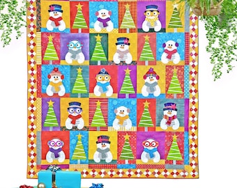 Scrappy Snowmen: Snowman Applique Quilt Pattern (Digital Download)