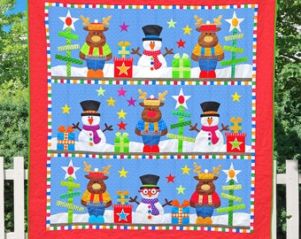 Frosty's Christmas | DIGITAL PDF Quilt Pattern | Applique Quilt Patterns | Kid's Quilt Patterns | Christmas Quilts | Red Boot Quilt Co