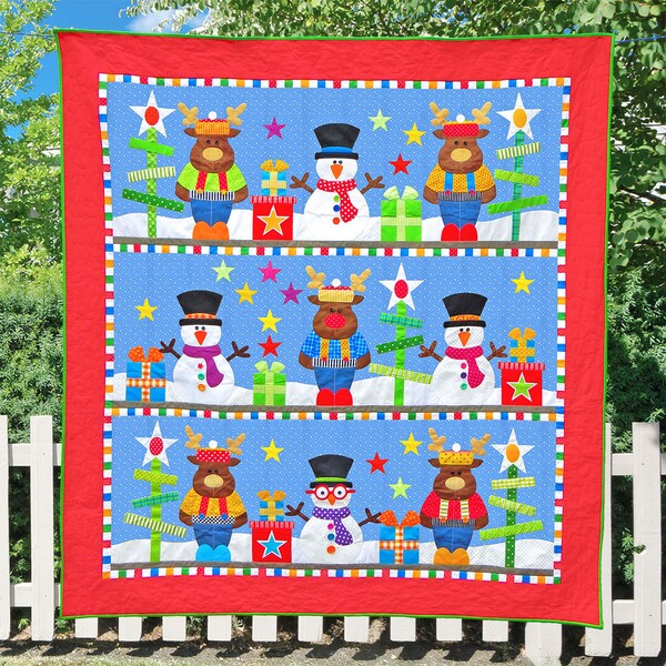 Frosty's Christmas | DIGITAL PDF Quilt Pattern | Applique Quilt Patterns | Kid's Quilt Patterns | Christmas Quilts | Red Boot Quilt Co