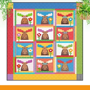 Moose Mayhem: Elch Applikation Quilt Muster (Digitaler Download)