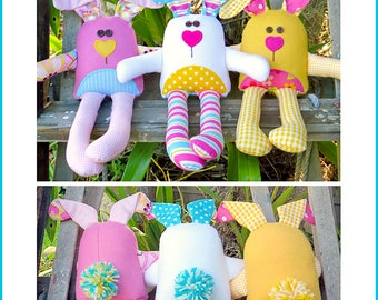 The Carrot Club | PRINTED Soft Toy Pattern | Plushie Patterns | Soft Toy Patterns | Easter Bunny Soft Toy | Red Boot Quilt Co