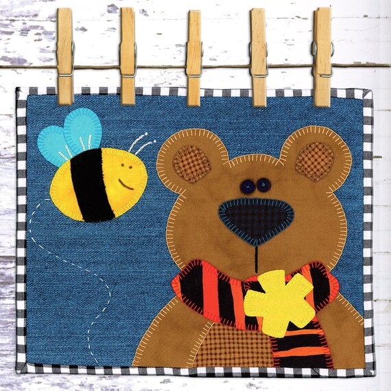 Boris The Bear Pdf Snack Mat Pattern Patterns Mug Rug Etsy