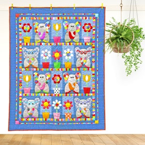 Patchwork Elephants | PRINTED Quilt Pattern | Applique Quilt Patterns | Kid's Quilt Patterns | Elephant Zoo Quilts | Red Boot Quilt Co