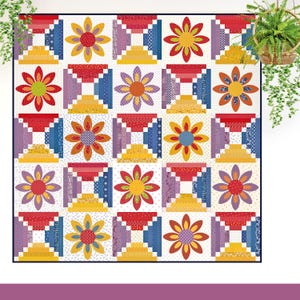 Desert Roses: Bold Floral Modern Applique Quilt Pattern (PDF)
