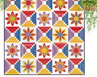 Rosas del desierto: Patrón de colcha con apliques florales modernos y llamativos (PDF)
