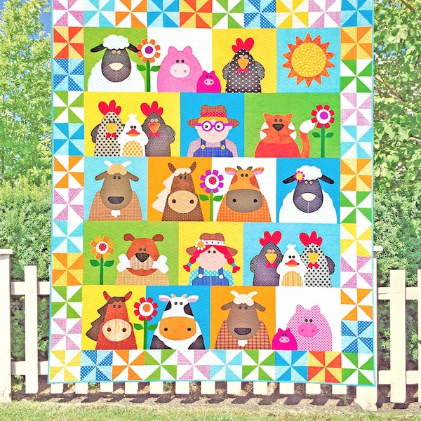 Windy Hill Farm | PRINTED Quilt Pattern | Applique Quilt Patterns | Kid's Quilt Patterns | Farmyard Quilt Patterns | Red Boot Quilt Co