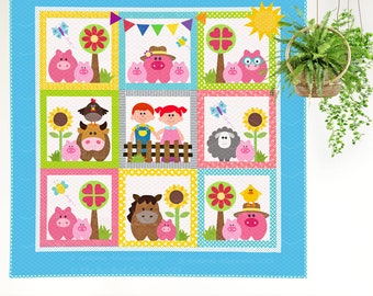 This Little Piggy | DIGITAL PDF Quilt Pattern | Applique Quilt Patterns | Kid's Quilt Patterns | Farmyard Quilt Patterns | Red Boot Quilt Co