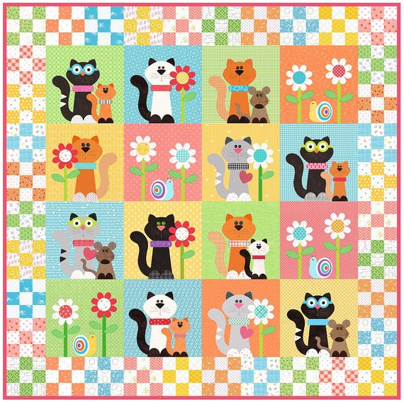 Pretty Little Kitties: Applique Cats Quilt Pattern (Digital Download)