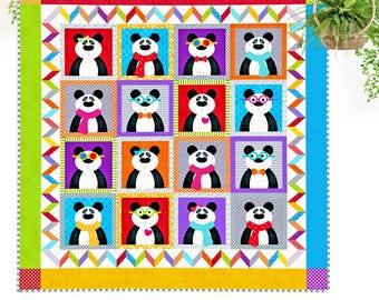 Panda Party: Wzór na kołdrę z aplikacją w kształcie pandy (PDF)