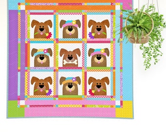 Canine Capers | DIGITAL PDF Quilt Pattern | Applique Quilt Patterns | Kid's Quilt Patterns | Dog Quilt Patterns | Red Boot Quilt Co