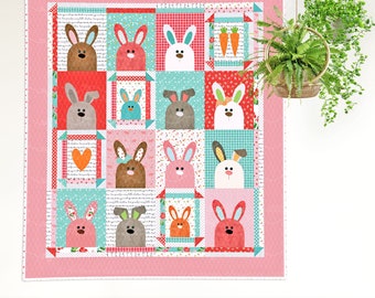 The Bunny Bunch | DIGITAL PDF Quilt Pattern | Applique Quilt Patterns | Kid's Quilt Patterns | Rabbit Quilt Patterns | Red Boot Quilt Co