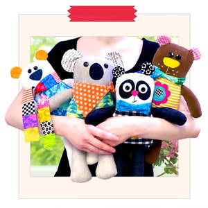 Best Friends | PRINTED Soft Toy Pattern | Plushie Patterns | Bear Plushie | Panda Plushie | Koala Plushie | Polar Bear Plushie