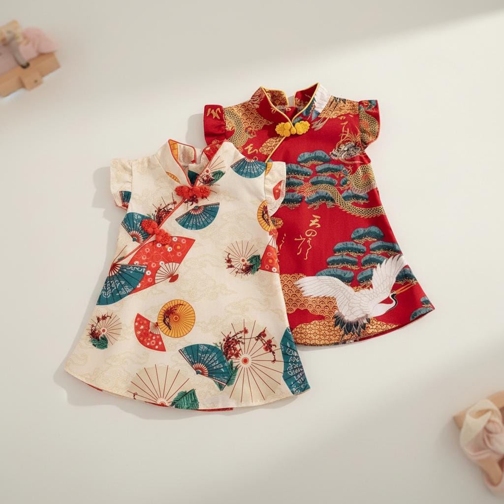 white christmas dresses Cotton Cheongsam Top & Skirt Modern Chinese Style Women's Suit Green / L main image 0