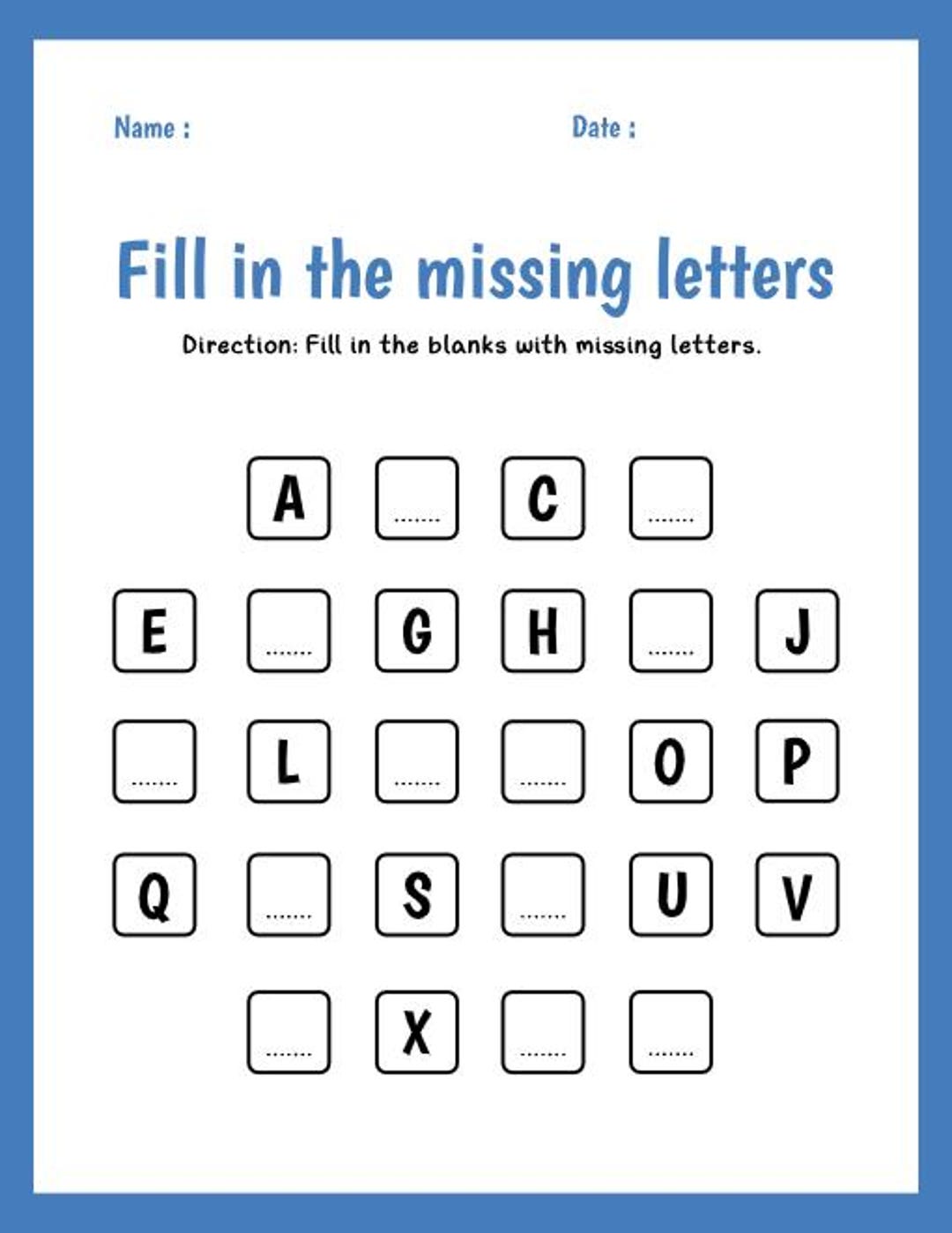 Fill in the Missing Letters Teacher Learning Worksheet Fill in the ...