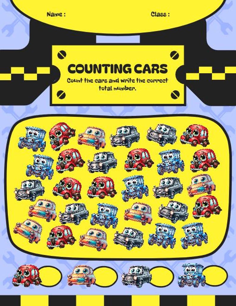 Counting Cars Teacher Learning Worksheet Count the Cars and Write the ...